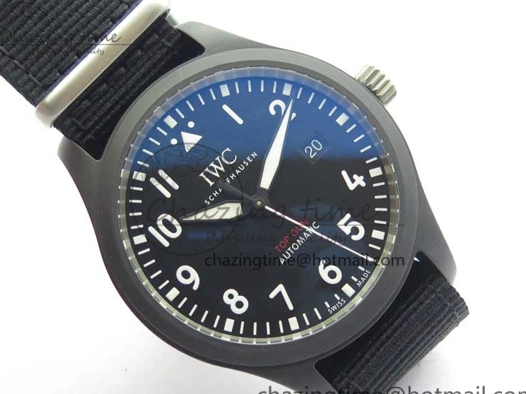 MIROTIME 1222 Pilot IW326901 Real Ceramic MK 1:1 Best Edition Black Dial On Nylon Strap MIYOTA FastDry 7126
